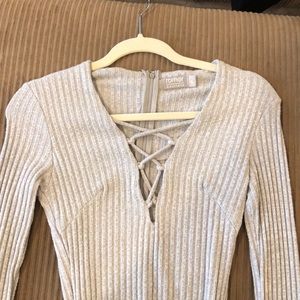 Sweater knit long sleeve body suit LF grey